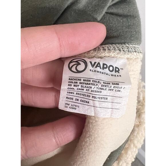 Vapor Apparel Headwind 1/4 Zip Poly Fleece Hoodie Natural Men's Size Large - Picture 9 of 10